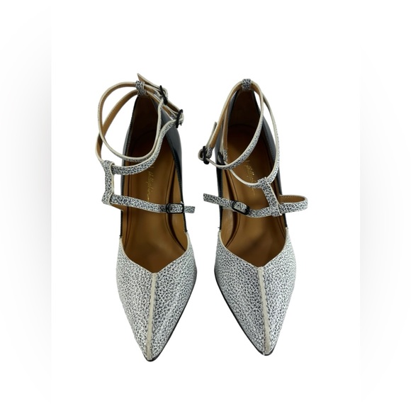 Women genuine PHILLIP LIM chunky heels shoes 35.5 5 black white two tone - Picture 3 of 13